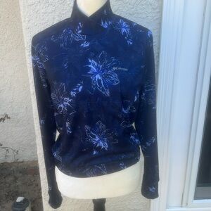 Columbia Weended Adventure Blue Floral Mockneck Active Pullover Women's Size S